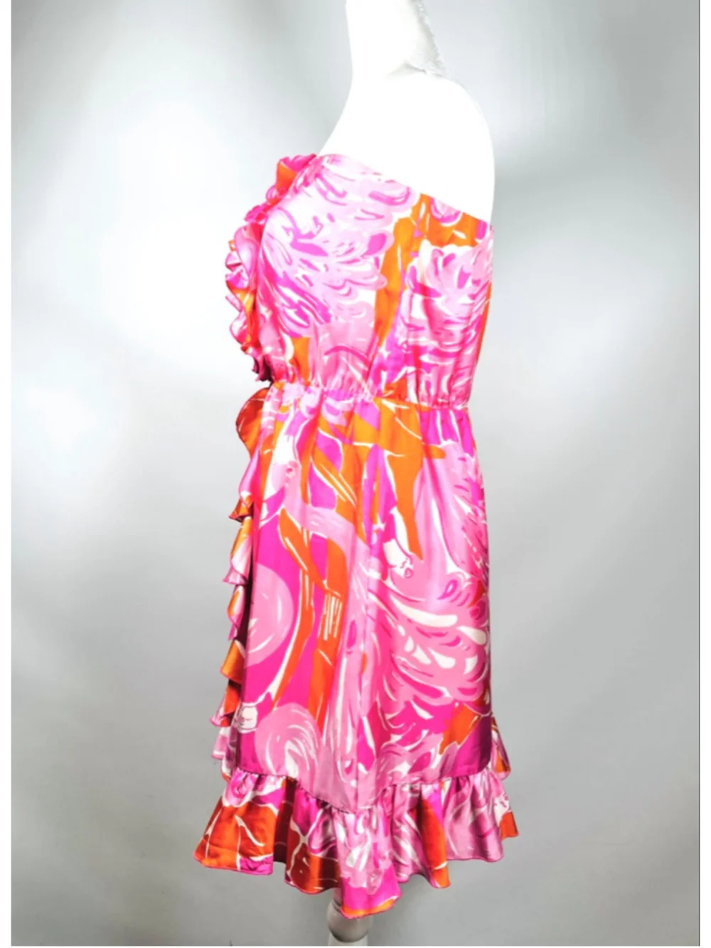 Lilly Pulitzer Womens Dress Strapless Cover Up Size 4 Pink Orange Flamingo Print - Picture 4 of 9